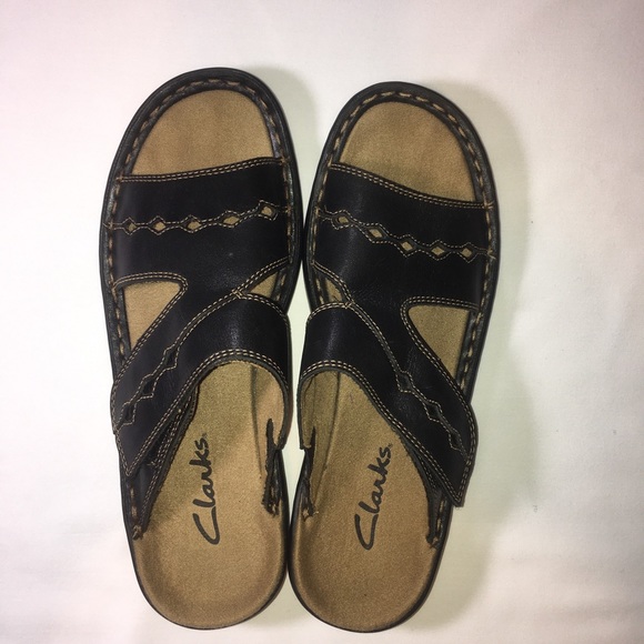 Clark’s Leather Slide Sandals Women’s Brown Sz: 7N - Picture 9 of 10